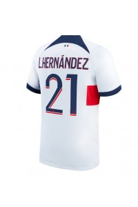 Paris Saint-Germain Lucas Hernandez #21 Jalkapallovaatteet Vieraspaita 2023-24 Lyhythihainen